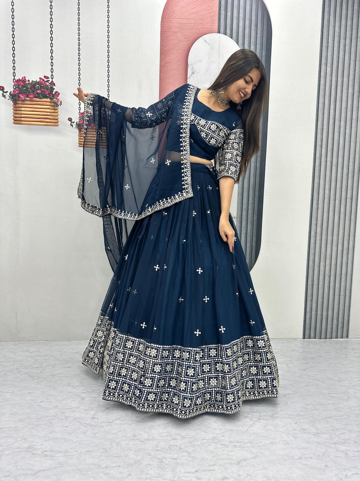 Heavy Embroidered Fox Georgette Wedding Lehenga Choli Set