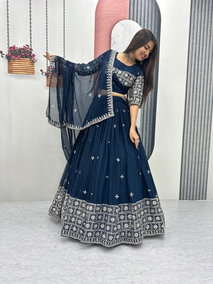 Heavy Embroidered Fox Georgette Wedding Lehenga Choli Set