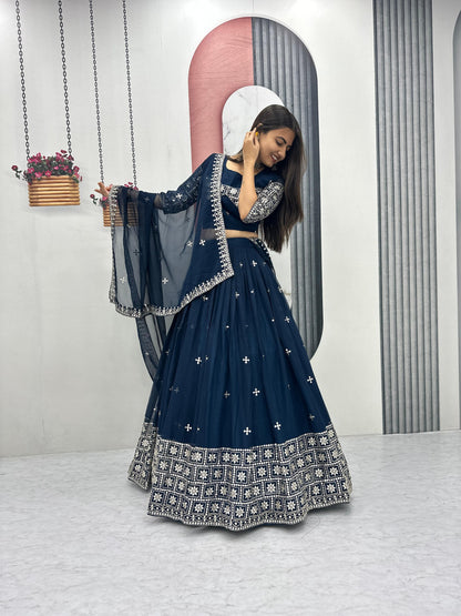 Heavy Embroidered Fox Georgette Wedding Lehenga Choli Set