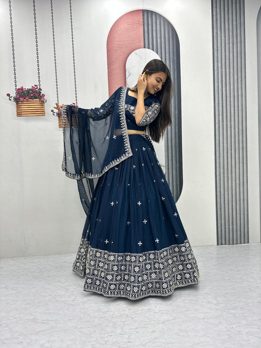 Heavy Embroidered Fox Georgette Wedding Lehenga Choli Set