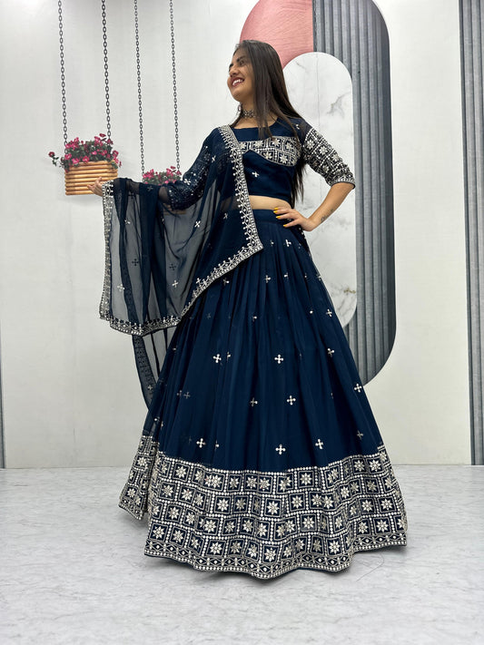 Heavy Embroidered Fox Georgette Wedding Lehenga Choli Set