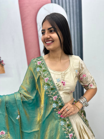 Heavy Embroidered Chinon Festive Lehenga Choli Set