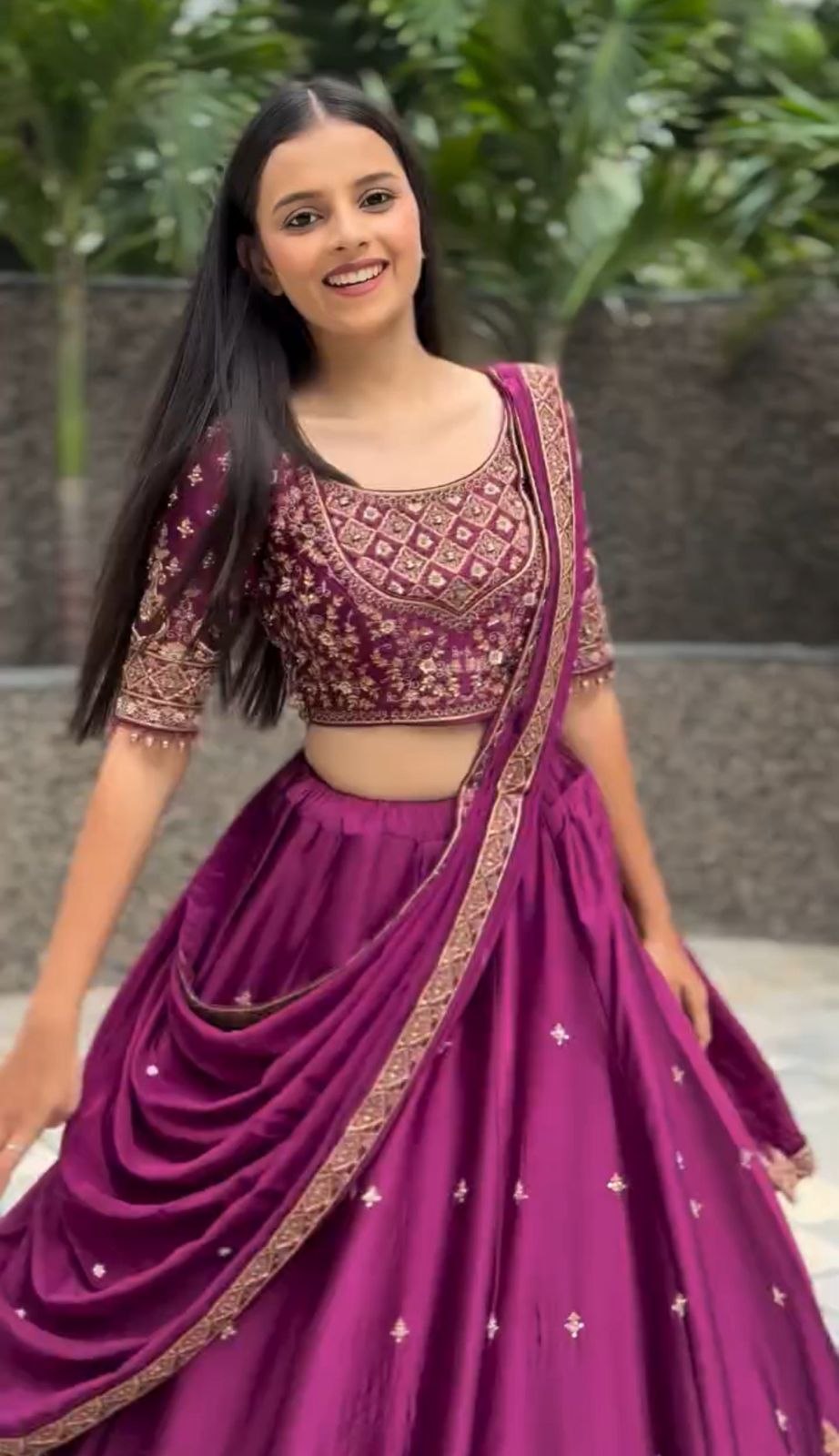 Heavy Embroidered Chinon Festive Lehenga Choli Set