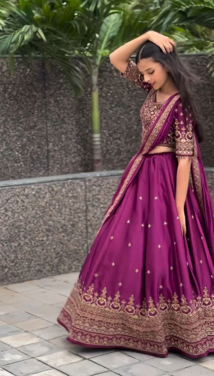 Heavy Embroidered Chinon Festive Lehenga Choli Set