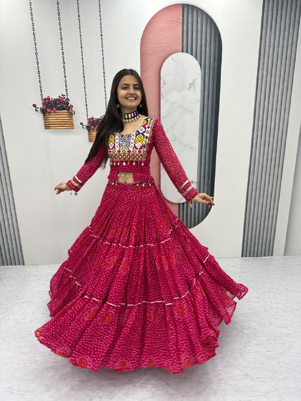 Navratri Special Pure Georgette 9 Meter Flair Lehenga Choli