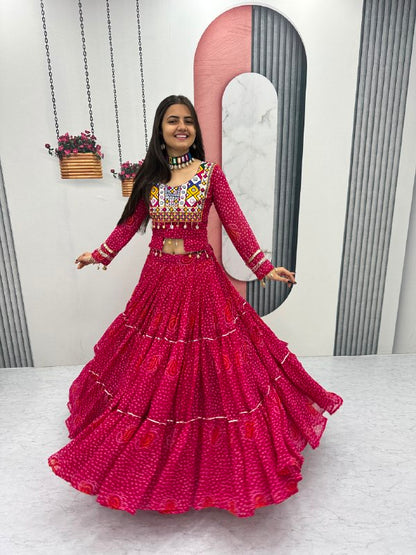 Navratri Special Pure Georgette 9 Meter Flair Lehenga Choli