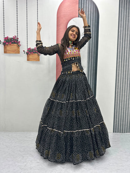 Navratri Special Pure Georgette 9 Meter Flair Lehenga Choli