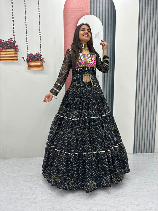 Navratri Special Pure Georgette 9 Meter Flair Lehenga Choli
