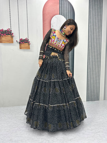 Navratri Special Pure Georgette 9 Meter Flair Lehenga Choli