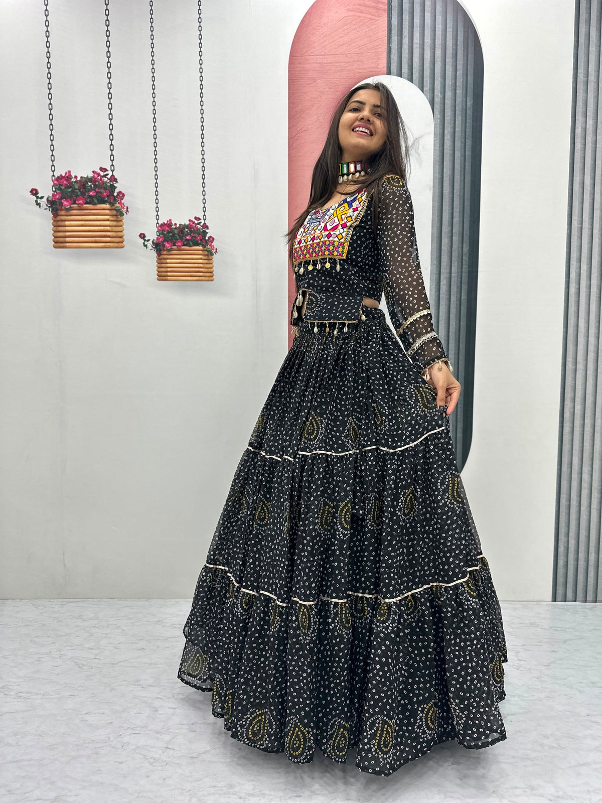 Navratri Special Pure Georgette 9 Meter Flair Lehenga Choli