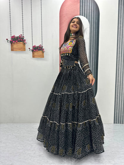 Navratri Special Pure Georgette 9 Meter Flair Lehenga Choli