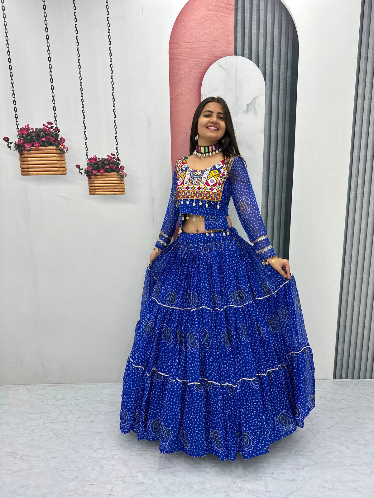Navratri Special Pure Georgette 9 Meter Flair Lehenga Choli