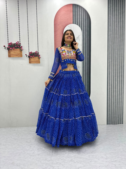 Navratri Special Pure Georgette 9 Meter Flair Lehenga Choli