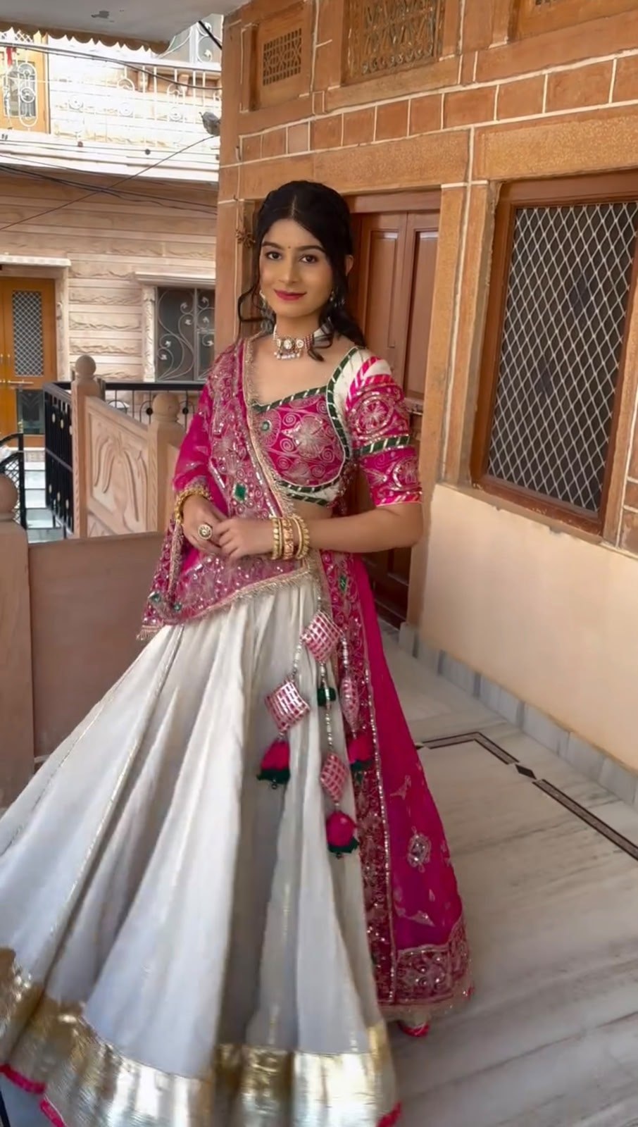 Heavy Embroidered Roman Silk Navratri Lehenga Choli