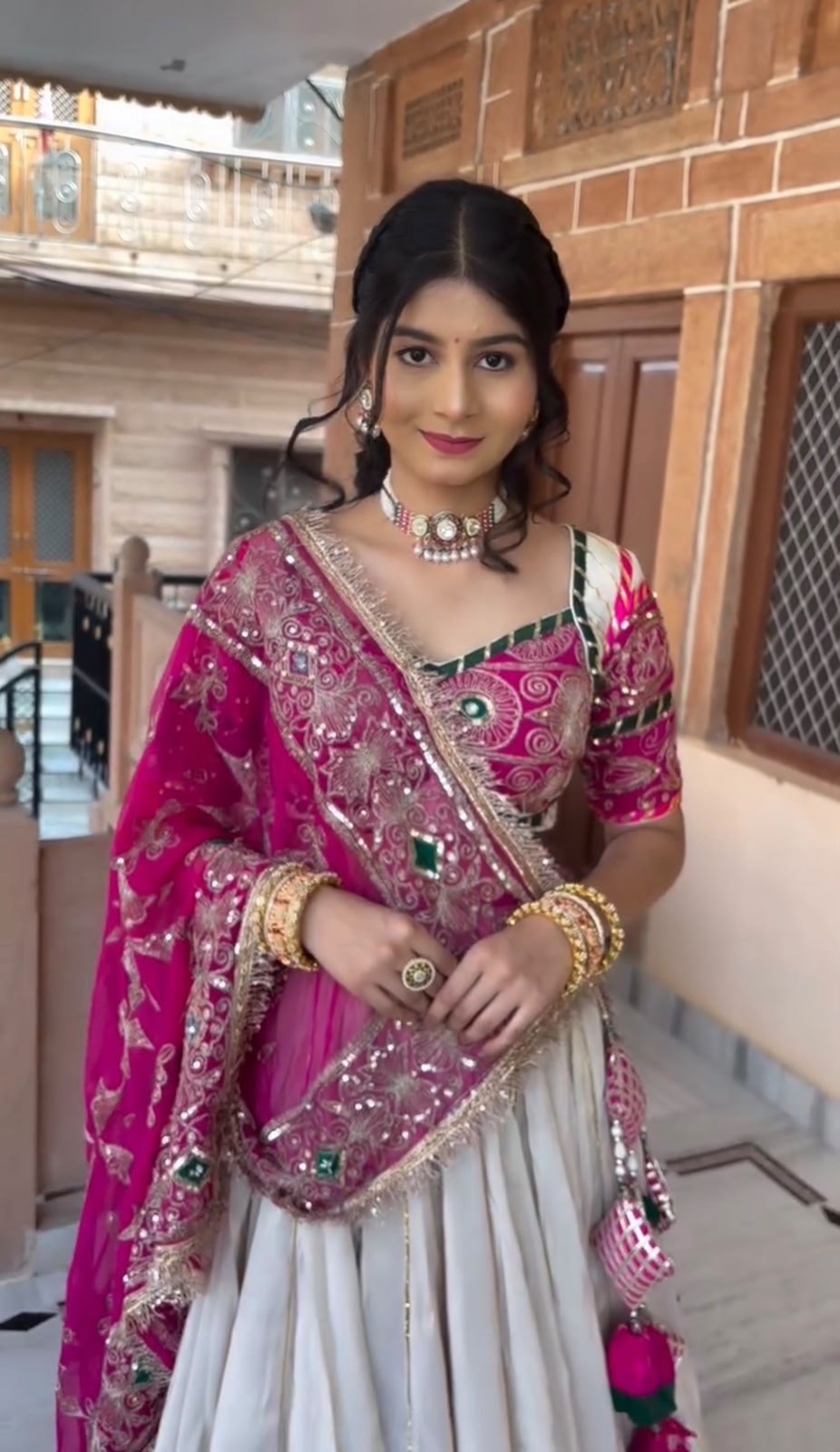 Heavy Embroidered Roman Silk Navratri Lehenga Choli