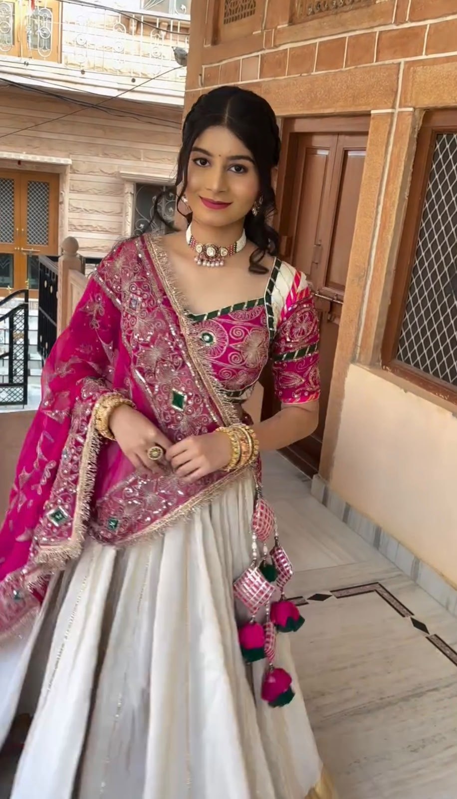 Heavy Embroidered Roman Silk Navratri Lehenga Choli
