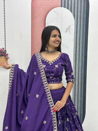 Heavy Embroidered Crepe Silk Festive Lehenga Choli Set