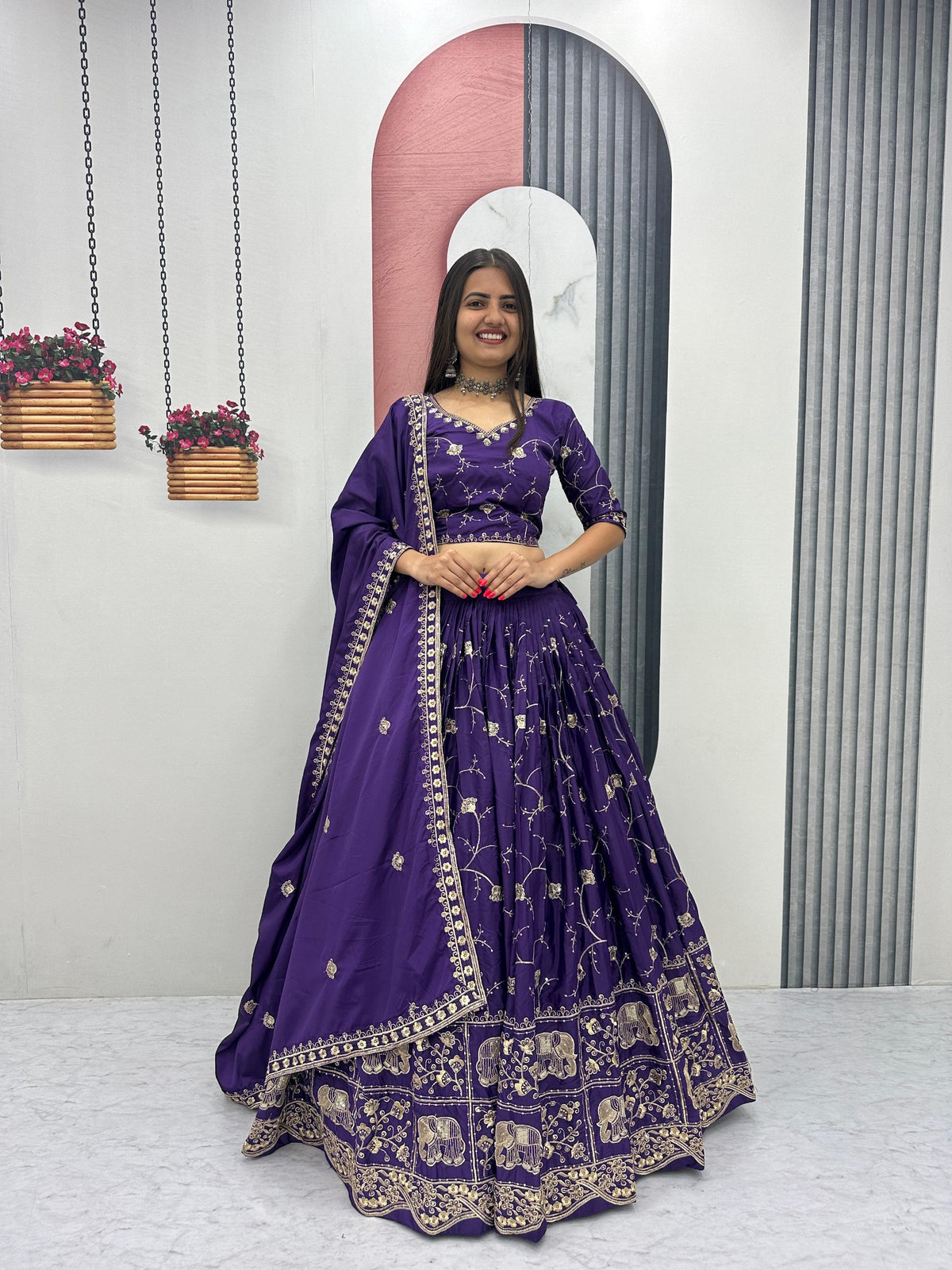 Heavy Embroidered Crepe Silk Festive Lehenga Choli Set