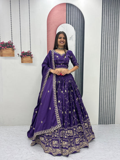 Heavy Embroidered Crepe Silk Festive Lehenga Choli Set