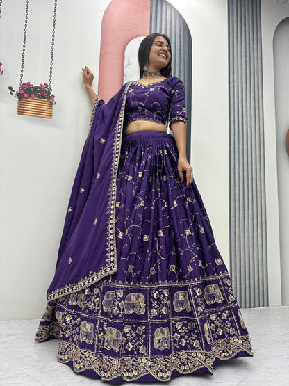 Heavy Embroidered Crepe Silk Festive Lehenga Choli Set