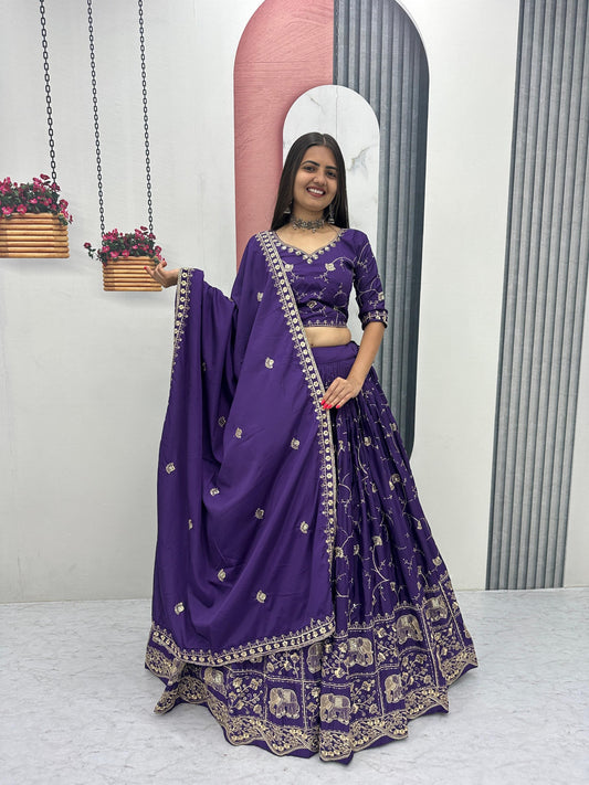 Heavy Embroidered Crepe Silk Festive Lehenga Choli Set