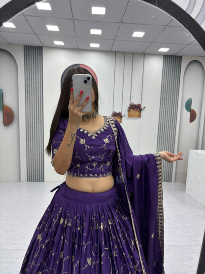 Heavy Embroidered Crepe Silk Festive Lehenga Choli Set