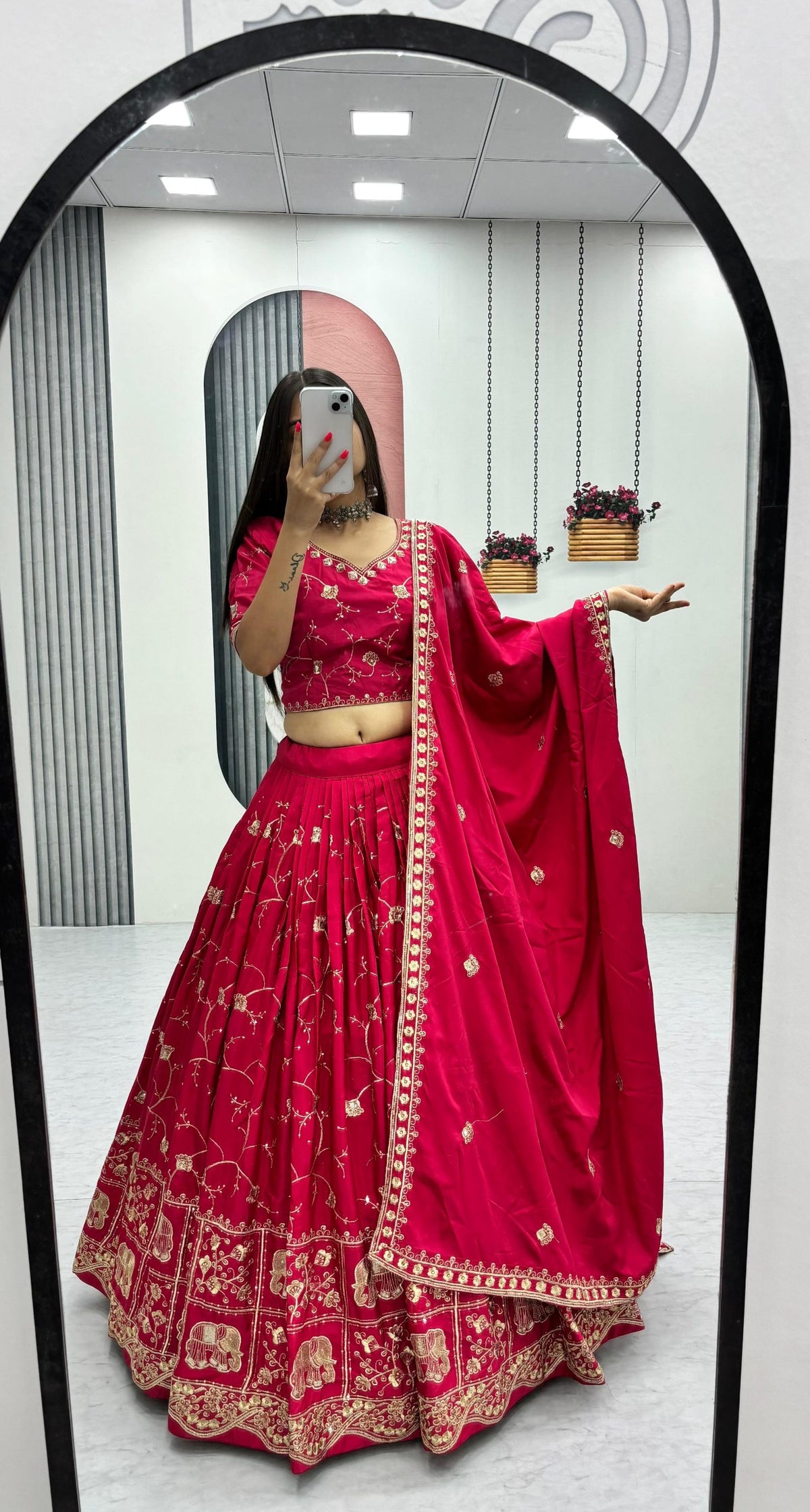 Heavy Embroidered Crepe Silk Festive Lehenga Choli Set