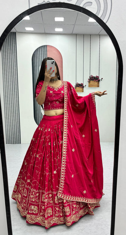 Heavy Embroidered Crepe Silk Festive Lehenga Choli Set