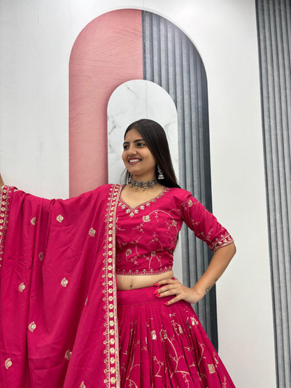 Heavy Embroidered Crepe Silk Festive Lehenga Choli Set