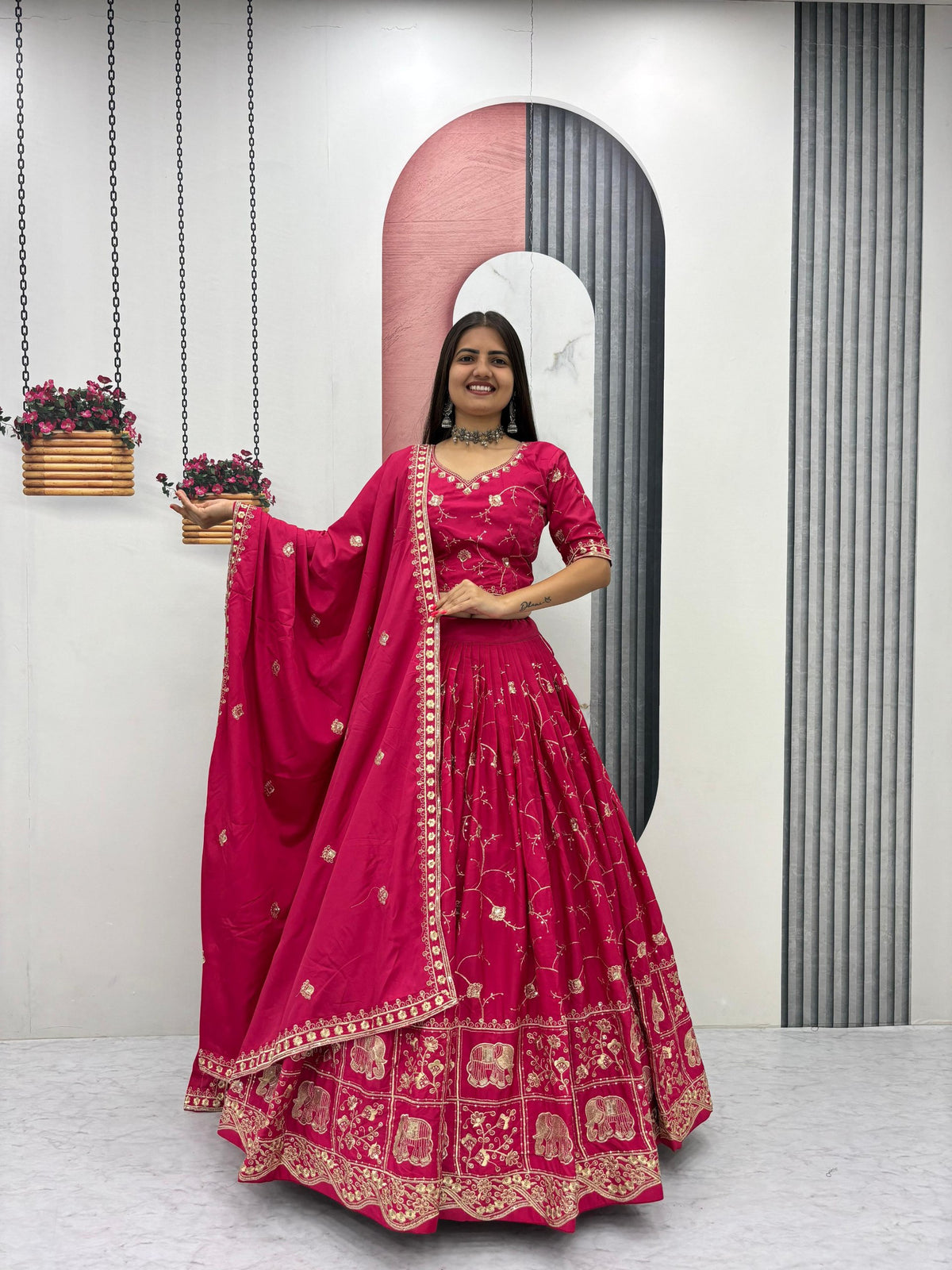 Heavy Embroidered Crepe Silk Festive Lehenga Choli Set