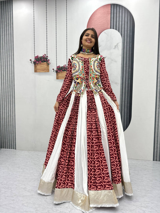 Pure Cotton Gamathi Work Navratri Lehenga Choli Set