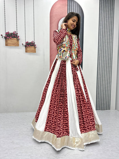 Pure Cotton Gamathi Work Navratri Lehenga Choli Set