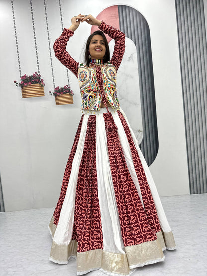 Pure Cotton Gamathi Work Navratri Lehenga Choli Set