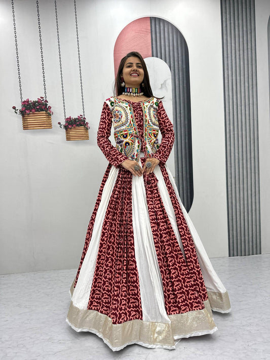 Pure Cotton Gamathi Work Navratri Lehenga Choli Set