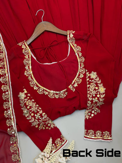 Elegant Fox Georgette Embroidery Sequence Moti Work Gown