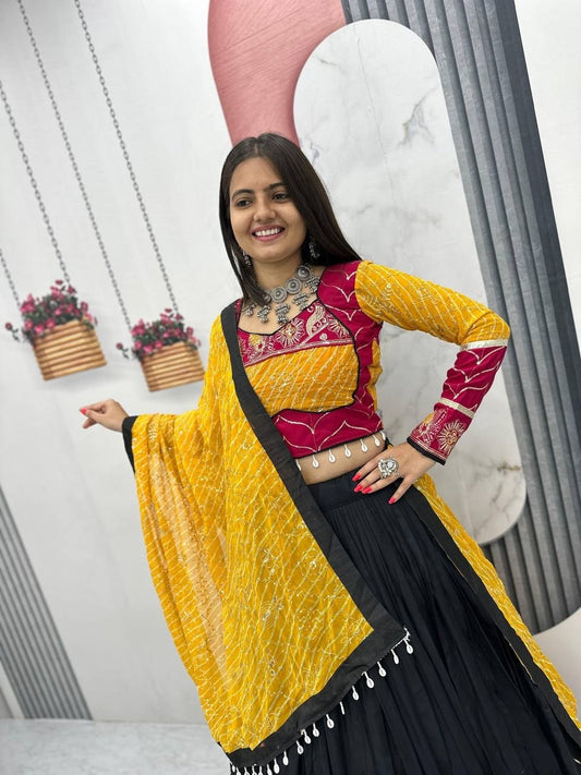 Riyon Cotton Embroidered 6 Meter Navratri Lehenga Choli