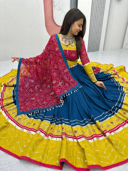 Riyon Cotton Embroidered 6 Meter Navratri Lehenga Choli