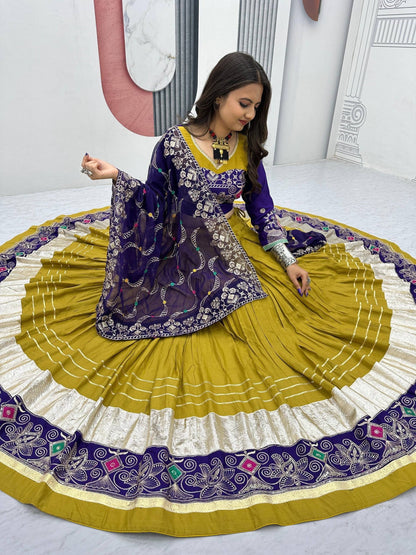 Pure Cotton Embroidered 6 Meter Navratri Lehenga Choli