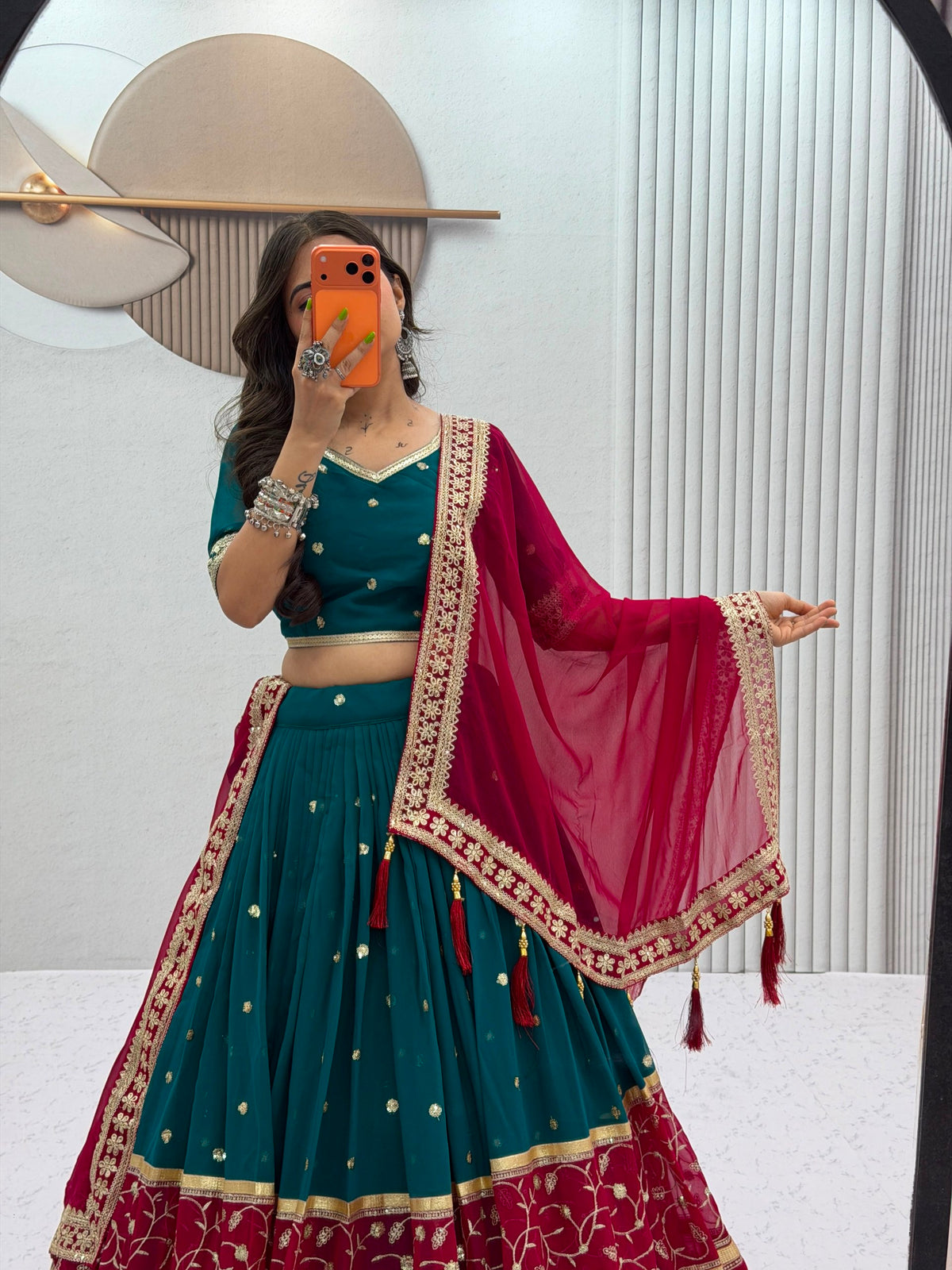 Vintage Embroidered Sequence Work Navratri Lehenga Choli