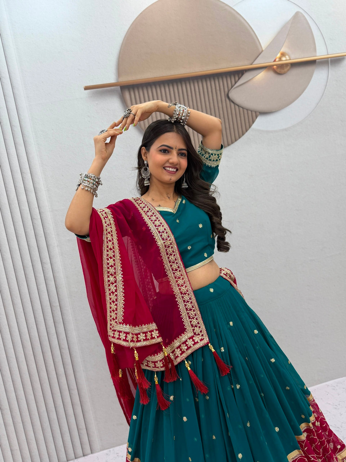 Vintage Embroidered Sequence Work Navratri Lehenga Choli