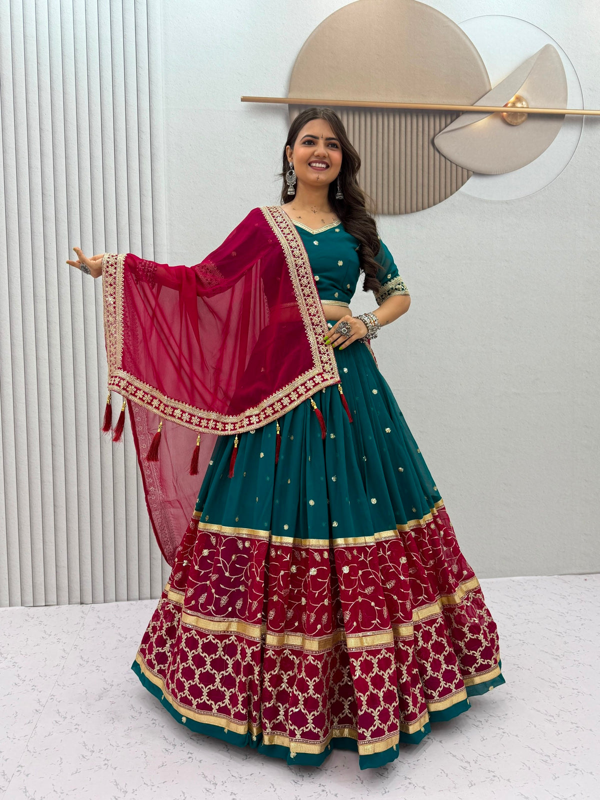 Vintage Embroidered Sequence Work Navratri Lehenga Choli