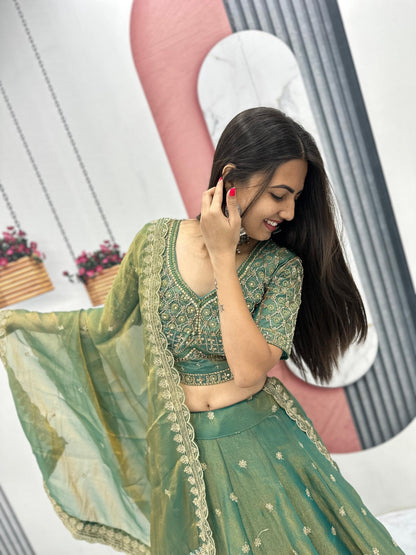 Heavy Embroidered Mosh Silk Six Meter Flair Lehenga Choli