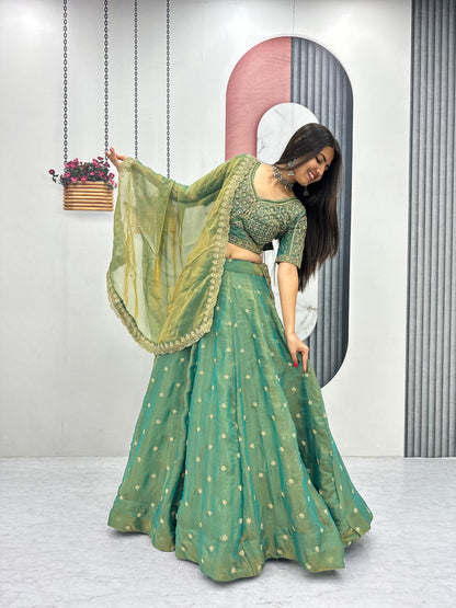Heavy Embroidered Mosh Silk Six Meter Flair Lehenga Choli