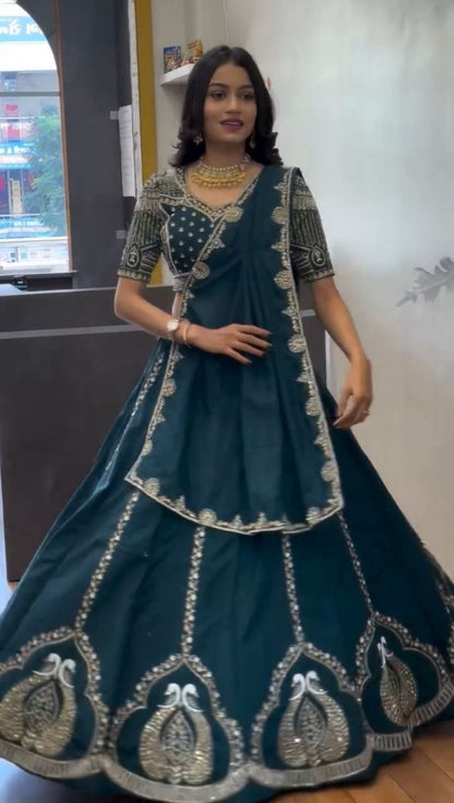 Embroidered Chinon Festival Lehenga Choli