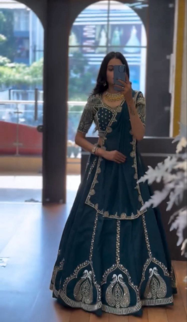 Embroidered Chinon Festival Lehenga Choli