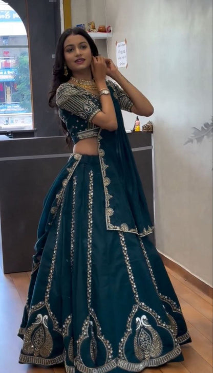 Embroidered Chinon Festival Lehenga Choli