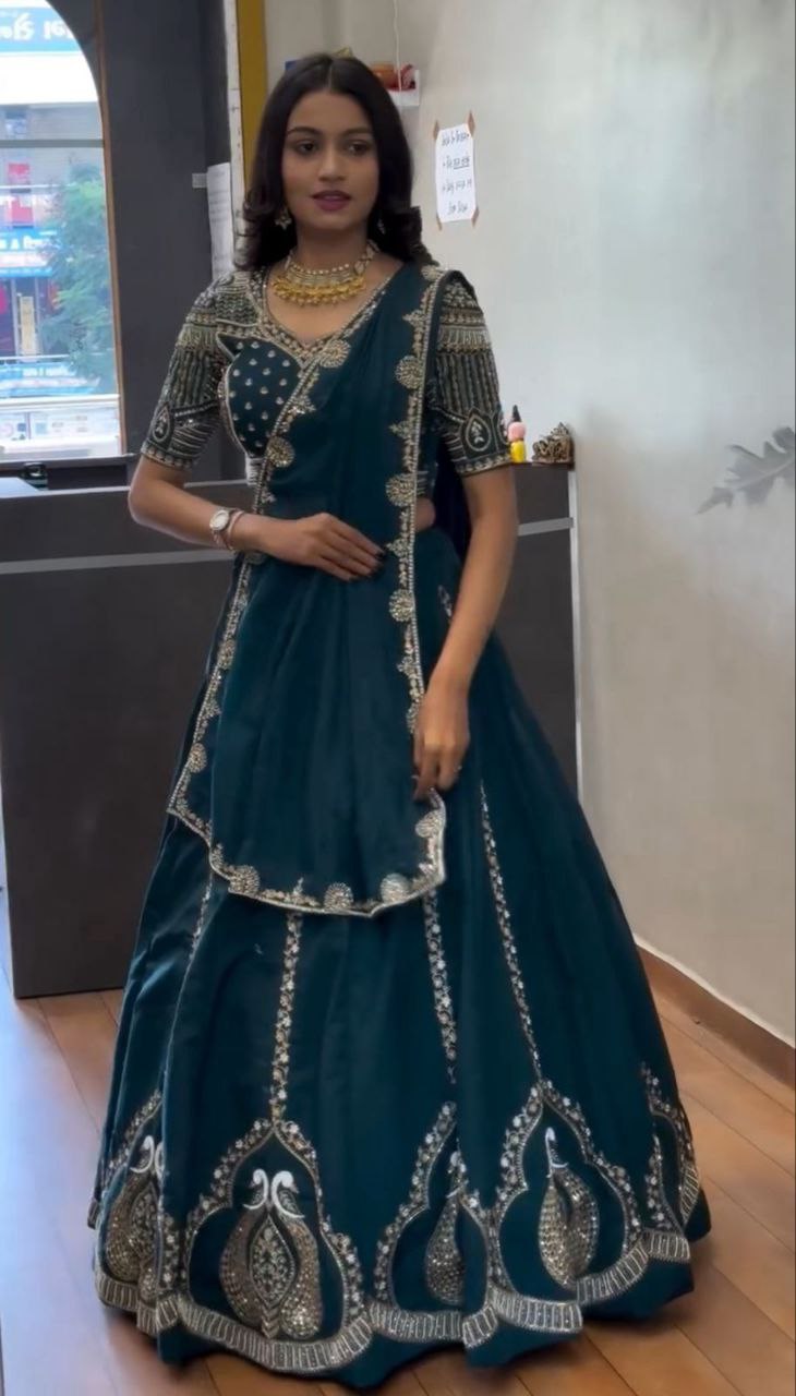 Embroidered Chinon Festival Lehenga Choli