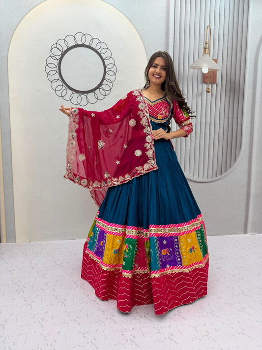 Pure Cotton Embroidered Sequence Work Navratri Lehenga Choli