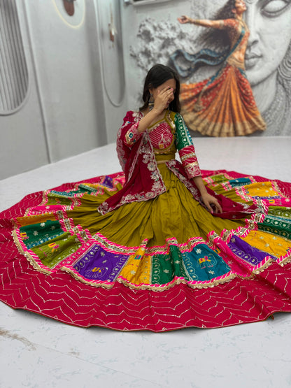 Pure Cotton Embroidered Sequence Work Navratri Lehenga Choli