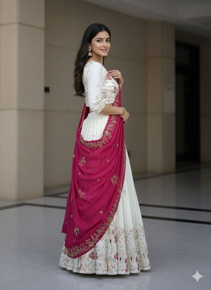 Elegant Embroidered Chinon Festival Lehenga Choli